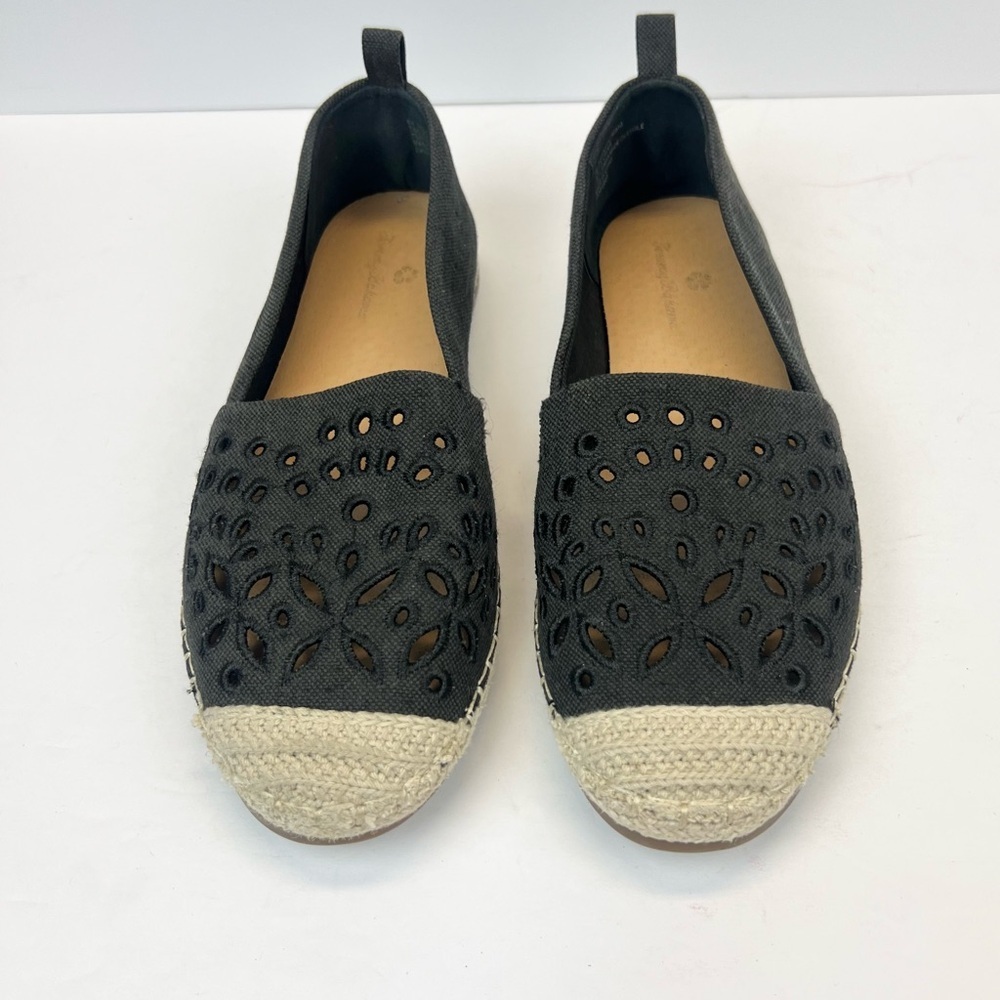 Tommy Bahama Selena Eyelet Espadrille Flats Women’s Size 8M Black and Tan